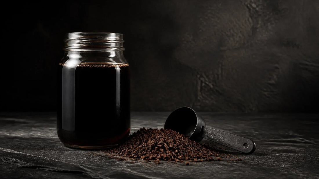 Dark cold brew concentrate being filtered through a stainless steel strainer at dawn — Grenade Coffee cold brew field guide