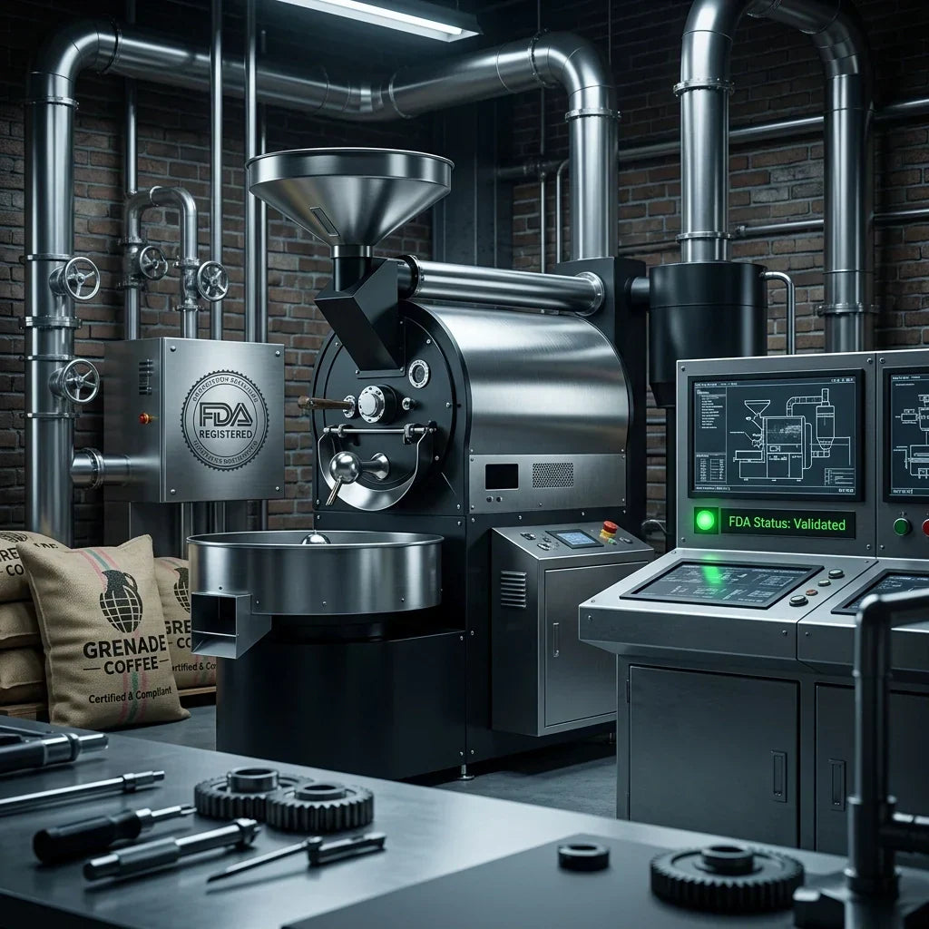 FDA-inspected coffee roasting facility — Grenade Coffee's clean fuel standard for military grade tactical coffee