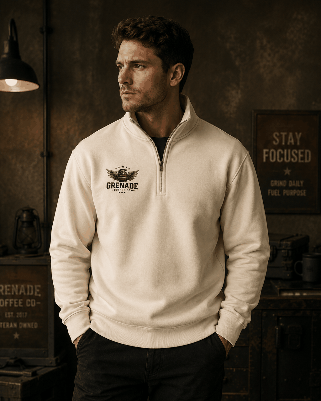 Lane Seven LS14014 Premium 1/4 zip sweatshirt with soft fleece interior and mock neck design