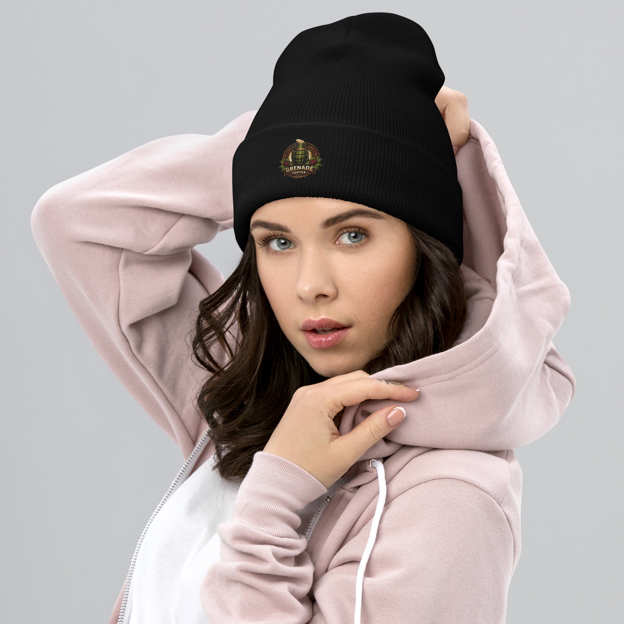 Unisex cuffed beanie winter hat made of 100% Turbo Acrylic by Grenade Coffee