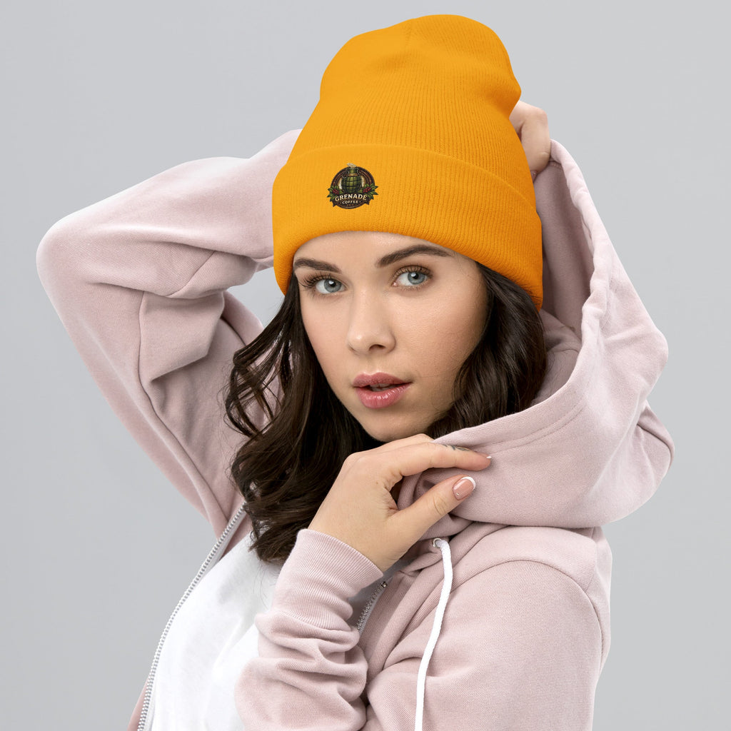 Unisex cuffed beanie in grey made of 100% Turbo Acrylic for winter warmth