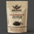Bold loose leaf English Breakfast Tea blend by Grenade Coffee with African and Indian black teas in a resealable pouch