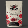 Organic hibiscus berry tea blend package with hibiscus, rosehips, orange peel, rooibos, and tropical fruits