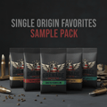 Best Sellers Sample Pack of six 2oz single-origin coffee samples in sealed packaging with tasting notes
