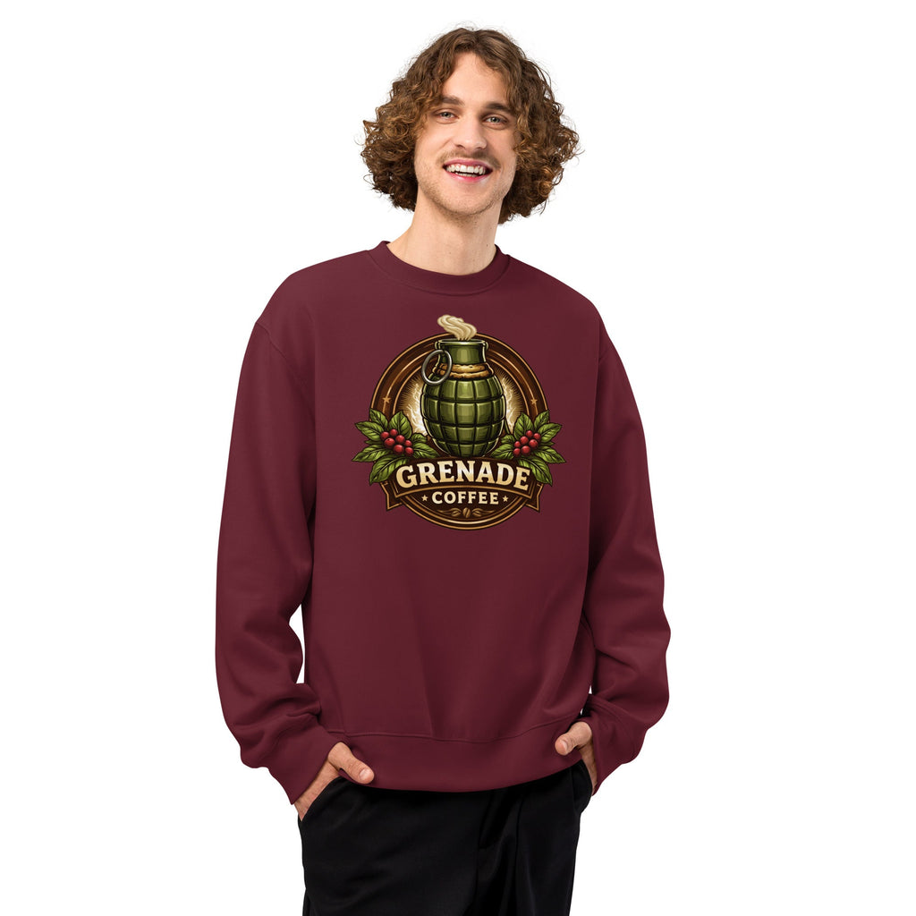 Oversized heavyweight sweatshirt in fleece fabric with relaxed unisex fit and dropped sleeves