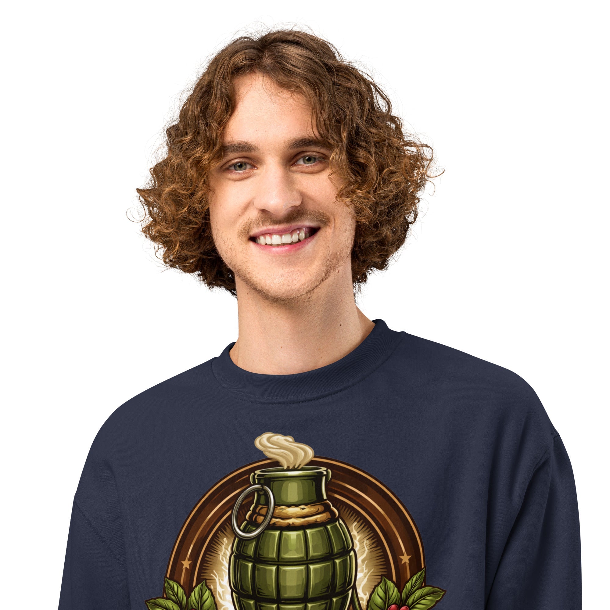 Oversized heavyweight sweatshirt in athletic heather with relaxed fit and cozy fleece lining