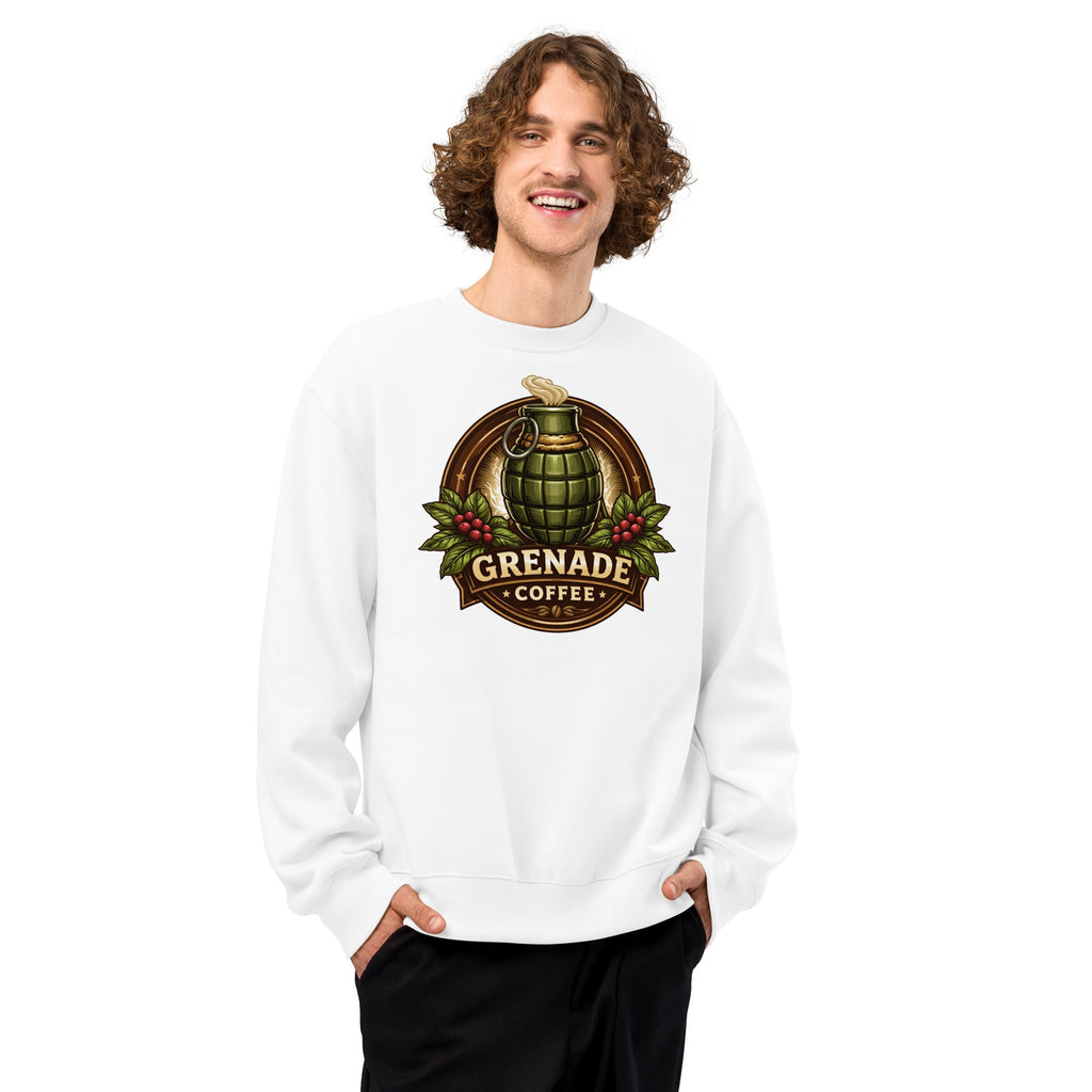 Oversized heavyweight sweatshirt in fleece fabric with relaxed fit and dropped sleeves